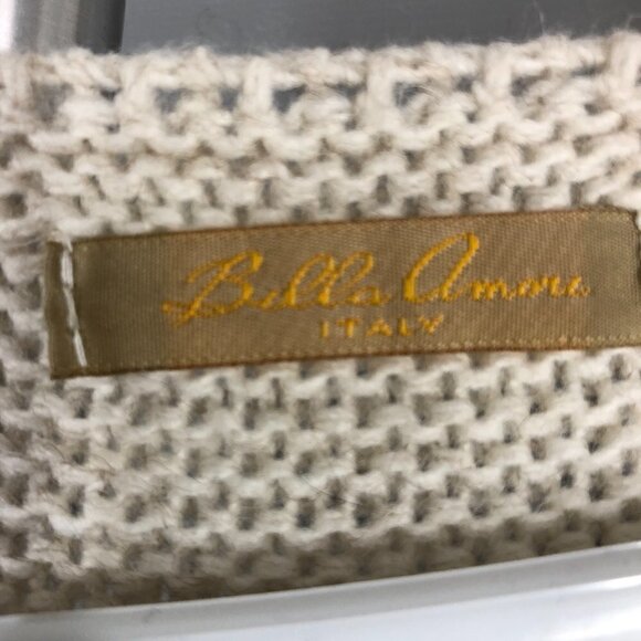 Bella Amore Italy Wool Alpaca Blend Cream Metallic Silver Knit Scoop Neck Sz S - Picture 12 of 14